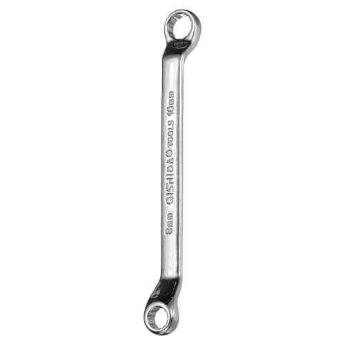 Image of sourcing map 45 Degree Offset Box End Wrench 8mm x 10mm Metric 12 Point Mirror Chrome Plated Alloy Steel Double Box Wrenches Long Industrial Grade Torx Box Wrench Repair Tool