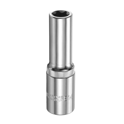 Image of sourcing map E-Torx Socket 1/2" Drive E14 Star Female Socket 3.1" Length External Torx Deep Sleeve Chrome Plating 6 Point Spline Sleeve for Auto Repairs Home Maintenance