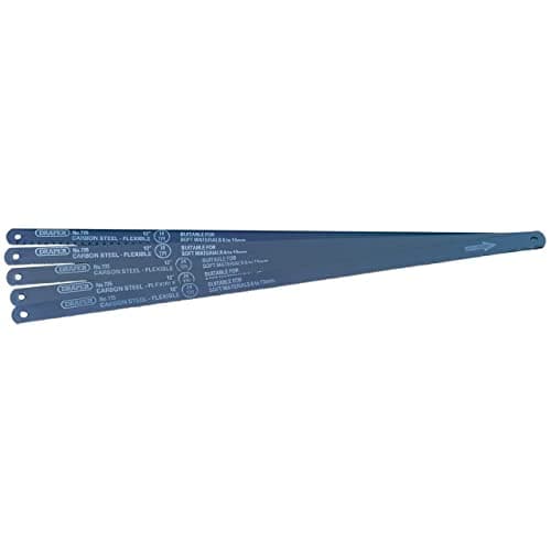 Image of Draper 300mm 5 Piece Hacksaw Blades | Carbon Steel Saw Accessories | 18 TPI to 24TPI | Metal Cutting Blades | 74118