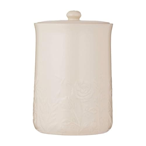 Image of Mason Cash In the Meadow Large Storage Jar 2.5 Litre Embossed Floral Design, Durable Stoneware, Airtight Lid – Ideal for Biscuits, Cookies, Rice, Flour – Classic Kitchen Storage