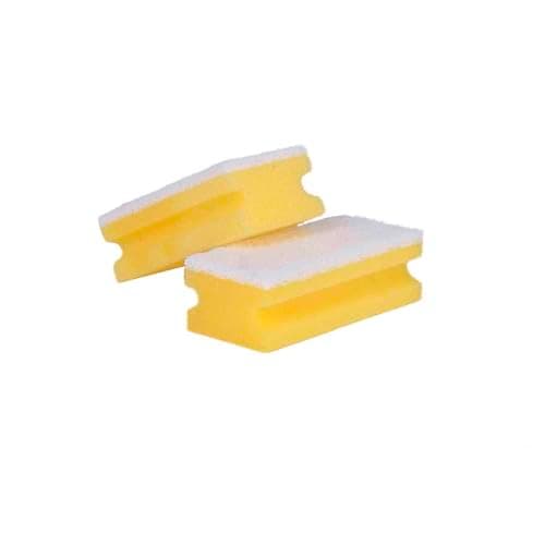 Image of Non-Scratch Finger Gripped Sponge Scourer Yellow and White 13x7x4 cm - Pack of 10
