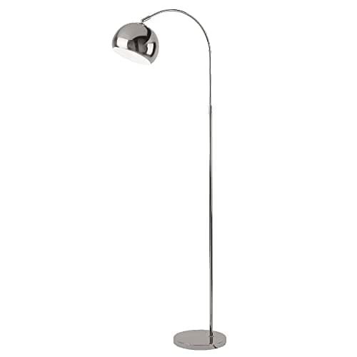 Image of Polished Chrome Retro Dome Head Arching Floor Lamp | 140cm Height | 1 x ES E27 Lamp Bulb Required | in-Line On Off Foot Switch | UK Approved Arch Light