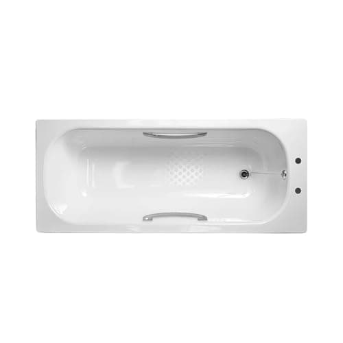 Image of Nes Home 1500 x 700mm 2TH Steel Enamel Bath with Handles & Anti Slip Base