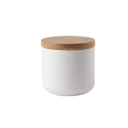 Image of YOUSIS Ceramic Storage Canister Kitchen Storage Jar with Airtight Lid, Storage Jar Container for Tea, Sugar, Coffee, Bean, Nuts, Spice Use (White 8.79 oz/260ml)