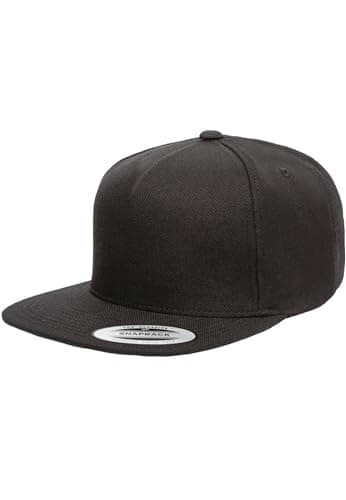 Image of Flexfit Unisex Premium 5-Panel Snapback Cap Baseball Cap, Black/Black,
