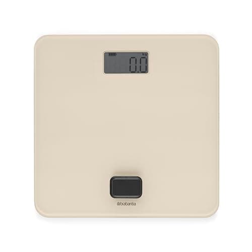 Image of Brabantia - ReNew Bathroom Scale - Battery Free - Weighting Scale weighs up to 330 lb - Accurate System - Non-Slip Protective Caps - LED Display - Glass Surface - Soft Beige - 30 x 30 cm
