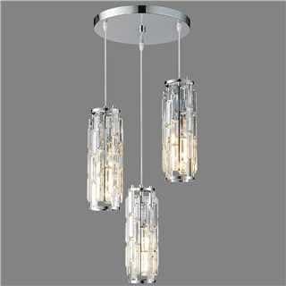 Image of ZYBWL Modern Chrome Pendant Lights Kitchen Island Crystal Hanging Light Fixture Height Adjustable E27 Chandelier for Kitchen Island Living Room Bedroom (Chrome 3-Light)