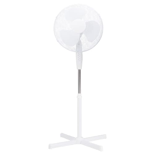 Image of TANNESS 16" Oscillating Pedestal Fan - 3-Speed Quiet Cooling - Adjustable 120cm Stand - 80° Oscillation - Cross Base - Aluminium Motor - Floor Standing Fan for Home, Office & Bedroom, White