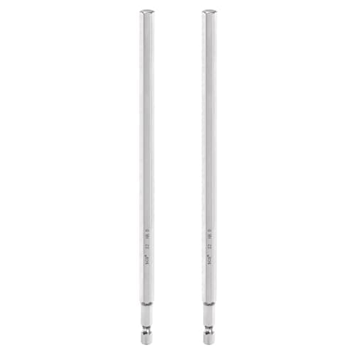 Image of sourcing map 2pcs Flat Hex Head Screwdriver Bit 8mm (H8) Tip 1/4" Hex Shank 200mm (8") Long Magnetic Professional Grade S2 Steel Metric Hexagon Screw Driver Drill Bits Power Wrench