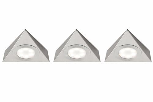 Image of National Lighting Colour Changing (CCT) 2.5W LED Under Cabinet Light - Triangle Design LED Kitchen/Under Cabinet Light in a 200LM | Chrome Brushed [3000K Warm White or 4000K Cool White] 3 Pack