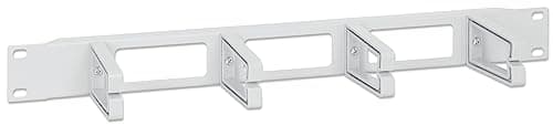 Image of Intellinet 19 Inch Cable Management Panel, 1U, 4 Long Plastic Rings, Grey
