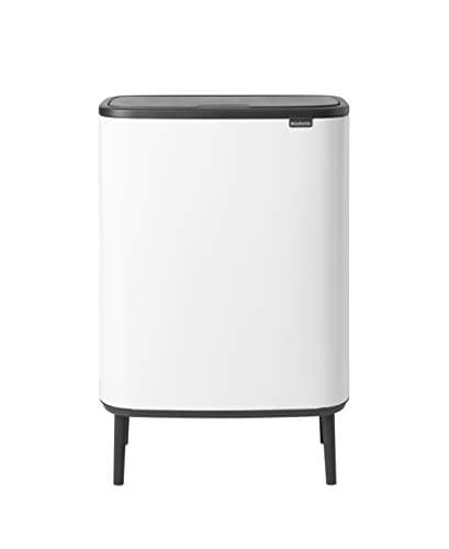 Image of Brabantia Bo Touch Bin Hi - 2 x 30L Inner Buckets (White) Large Waste/Recycling Kitchen Bin - Soft-touch