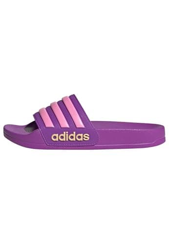 Image of adidas Unisex Kids Adilette Shower Slides Shoes, Purple Burst/Bliss Pink/Semi Ice Tangerine, 5 UK