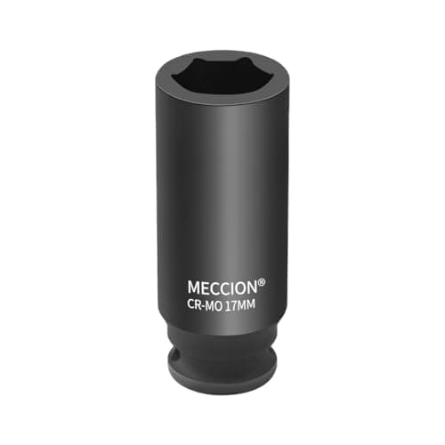 Image of Meccion 3/8 Inch Drive Impact Socket 17mm Heavy Duty Cr-Mo 6 Point Deep Socket, 63mm Length