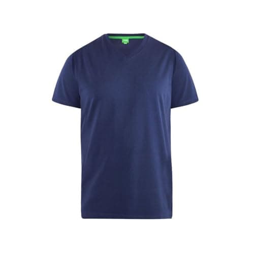 Image of D555 T-Shirt Plain V-Neck Short Sleeve Cotton Casual Mens Plus Size Signature (UK, Alpha, 6XL, Plus, Regular, Navy)
