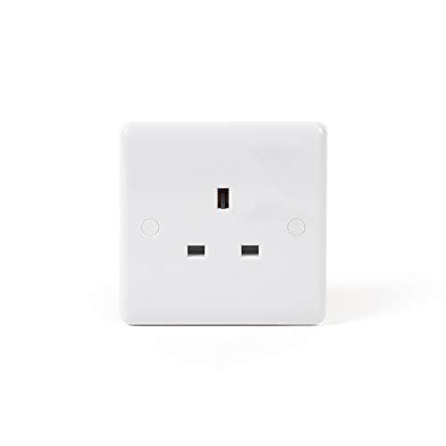 Image of LIEBER Silk White 13A amp 1 Gang Unswitched Single Power Plug Socket with a Curved Edge | Home Improvements, Quality, Upgrading Sockets in Bedroom, Kitchen, Living Room, Dining Room, Hallway