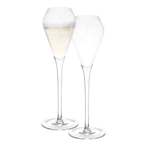 Image of Katie Jayne Signature 285ml 'Tulip' Champagne Flutes Set of 4 | Mouth-Blown Glassware Set for Prosecco & Cocktails | Flute Glasses for Home Bars, Weddings & Parties | Gift-Boxed Drinking Glasses