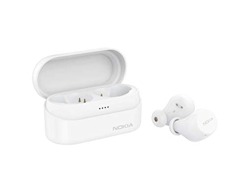 Image of Nokia BH-405 Power Earbuds Lite, True Wireless Headphones, up to 35Hr Playtime, IPX7 Waterproof, Bluetooth Compatible, Inc Compact Wireless Charging Case, Snow/White