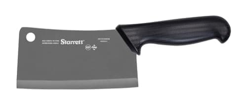 Image of Starrett Chef's Butcher's Cleaver Knife - BKB509-6 Wide Rectangular 6" (150mm) Professional Kitchen Knife - Black Handle