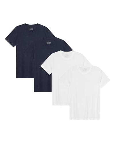 Image of DANISH ENDURANCE Men's T-Shirts, Organic Cotton T-Shirts for Men, Crew Neck, 4-Pack, Multicolor (2xWhite, 2xDark Navy), Large
