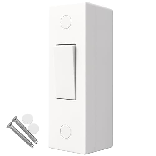 Image of 1 Gang 2 Way Architrave Light Switch with Pattress Box – 10Amp, 250V AC, BS EN 60669-1 Compliant, Dual Earth Terminals, Top Access Wiring, Contoured Wall-Fit