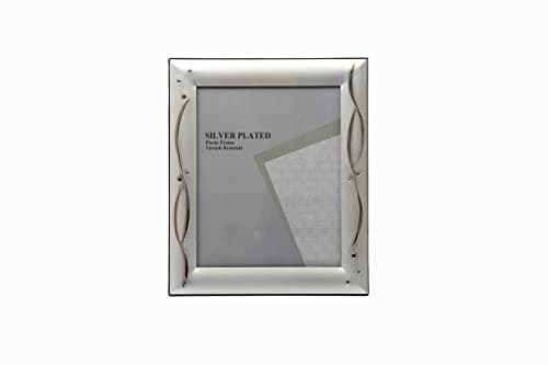 Image of 4x6-inch Two Tone Design Silver Plated Picture Photo Frame Stands both ways (Landscape or Portrait) - 328ASS48 (4x6-inch)