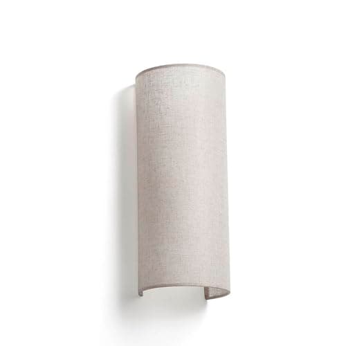 Image of Faro Otton Round Linen Up Down Wall Lamp Vertical 2 Light