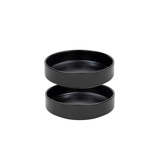 Image of Ceramic Cat Bowls,6‘’Cat Food Bowl to Relieve Cat Whisker Fatigue,Pet Food Bowls for Cats and Puppies (Black, 6'')