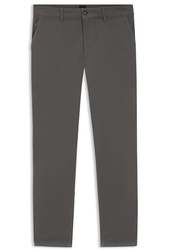 Image of BOSS Mens Chino Tapered Tapered-fit Chinos in Stretch-Cotton Satin