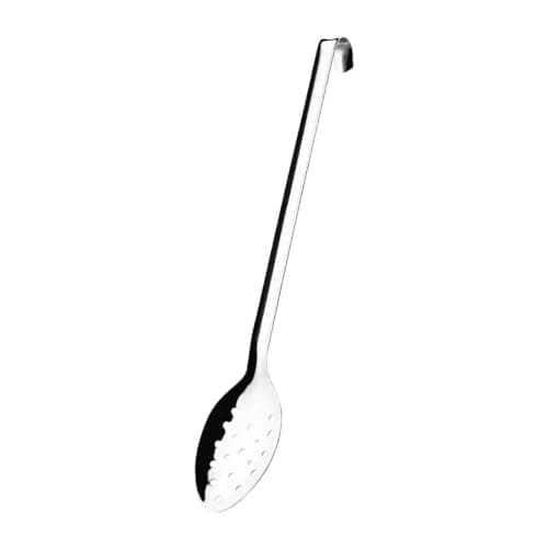 Image of Vogue Long Perforated Slotted Spoon with Hook 16" - Serving Kitchen Utensil, Cooking Strainer L672