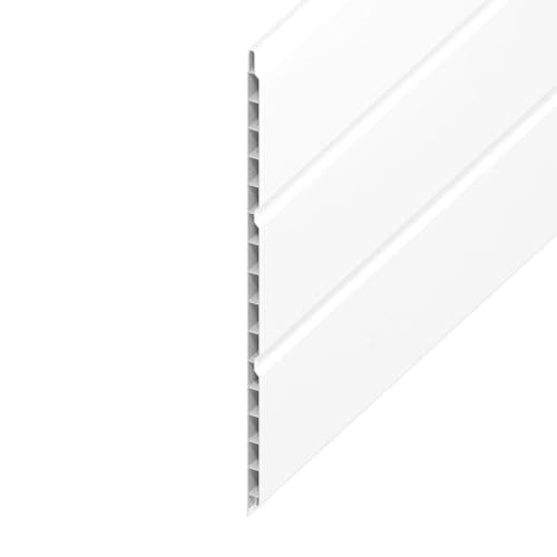Image of uPVC Hollow Soffit Cladding Panels - White Plastic Soffit Board - 2.5 Metre (8ft) Length x 300mm (1ft) Wide