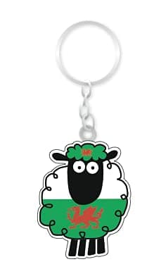 Image of Eurostick Wales Welsh Cardiff Multi Keyring Keychain Cymru Llanfair Bagcharm (Wales Sheep Acrylic Keyring)