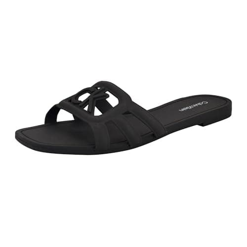 Image of Calvin Klein Women's Yoana Flat Sandal, Black 001, 4.5 UK