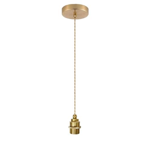 Image of JZCDR Vintage Pendant Light Gold Metal Lamp Suspension E27 with Screw Ring 150 cm Textile Cable Adjustable Lampshade Free Choice DIY Pendant Lamp for Ceiling Lamp Hanging Kitchen No Bulb