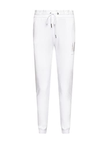Image of Armani Exchange Women's Drawstring Logo Studs Terry Jogger Casual Pants, White (Optic White), M