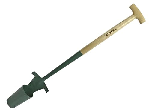 Image of Faithfull Countryman Long Handle Bulb Planter - Forged Carbon Steel Garden Tool with FSC European Ash T-Grip Handle for Planting Bulbs