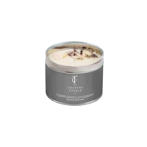 Image of The Country Candle Company Pastels Range Candle in a Tin - Elderflower & Gooseberry