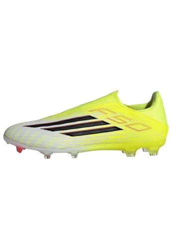 Image of adidas Unisex F50 League Laceless Firm Ground/Multi Ground Football Boots, Team Solar Yellow 2/core Black/Lucid red, 8 UK