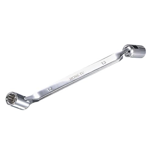 Image of uxcell 12 Point Flexible Head Socket Wrench, 12mm x 13mm Metric Double Swivel Box End, CR-V 180 Degree Rotation for Mechanical Repair