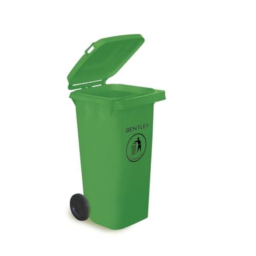 Image of CHARLES BENTLEY Wheelie Bin, 120 Litre, Green Wheelie Bin, Weatherproof, Durable, High Density Polyethylene, Two Wheels, Ultra Violet Resistant, Robust, Frost and Chemical Exposure (95x55x47cm)