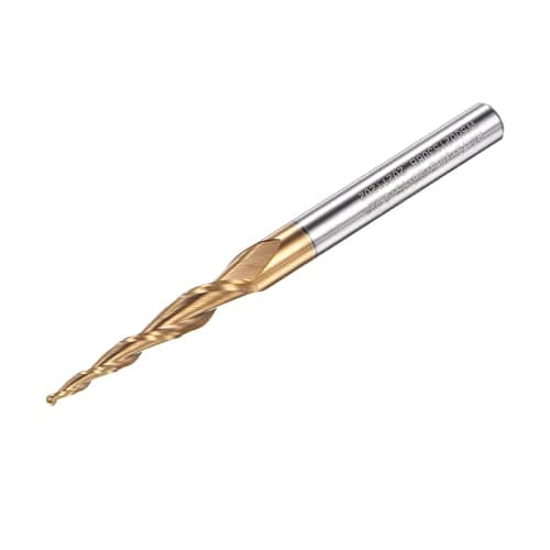 Image of sourcing map Tapered Ball Nose End Mill, TiSiN Coated Solid Carbide 2 Flute Spiral Milling Cutter, 0.75mm Radius, 1.5mm Diameter, 6mm Shank, 75mm Length, 8.44 Degree Angle