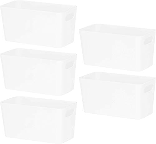 Image of Wham Bam 6.01 Ice White Plastic Studio Storage Baskets Office Home & Kitchen Tidy Organiser 20.0 x 10.0 x 10.0cm (5 Baskets)