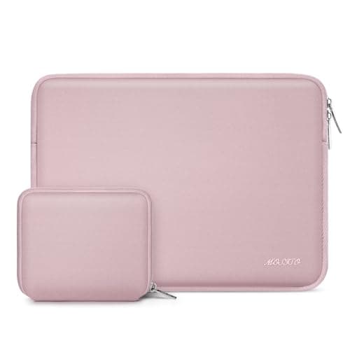 Image of MOSISO Laptop Case 13.3 inch, 13-13.3 inch Laptop Sleeve Bag Compatible with MacBook Air/Pro 13/Pro 14 M5 M4 M3 M2 M1, HP Dell ASUS Lenovo, Neoprene Computer Sleeve Bag with Small Case, Baby Pink