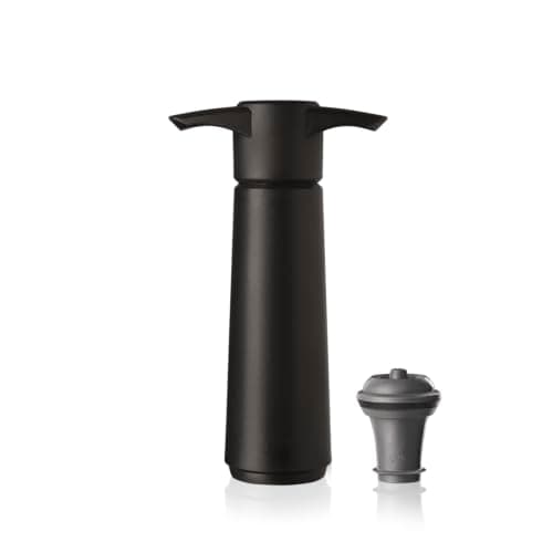 Image of Vacu Vin Wine Saver Original Black with 1 Vacuum Bottle Stoppers – Black Wine Preserver Pump for red and White Wine – Manual Air Remover System – Airtight Seal – Keep Wine Fresh Longer