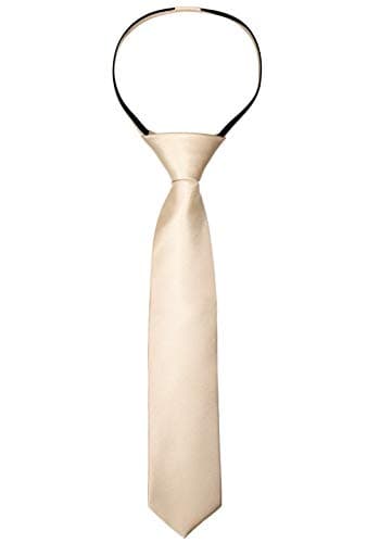 Image of Alizeal Boys Solid Color Pre-tied 6cm Zipper Skinny Necktie, Champagne