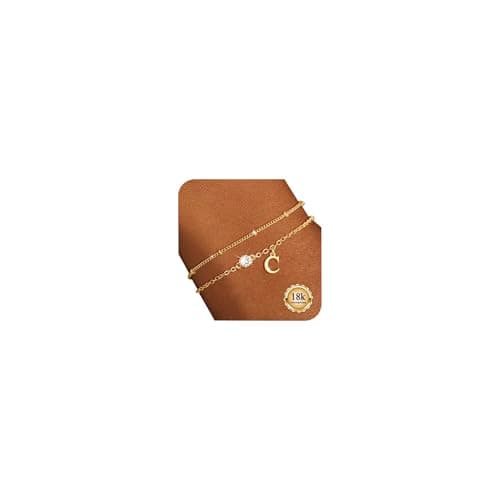 Image of Maynor Gold Bracelet for Women 18K Gold Plated Initial C Bracelet with 5A Cubic Zirconia Charm A–Z Monogram,Name Letter Jewellery Birthday Gift for Women Girls Wife Mom