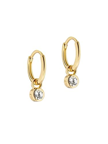 Image of Ted Baker Sinalaa Crystal Huggie Hoop Earrings For Women (Gold/Crystal)