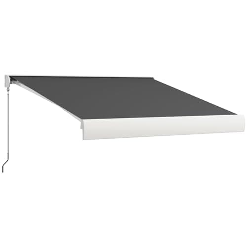 Image of Outsunny 3 x 2.5m Electric or Manual Retractable Awning, Half Cassette, with Remote Controller, Manual Crank Handle and Aluminium Frame, Sun Canopies for Patio Deck Door Window, Grey