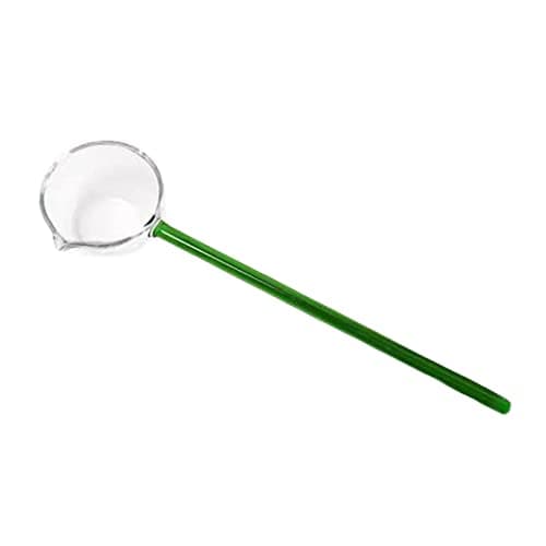 Image of Large Glass Cooking Ladle 9.92'' Long Handle Heat Resistant Cooking Sauce Gravy Spoon Soup Ladle Spoon for Kitchen Buffet Hot Pot, Green