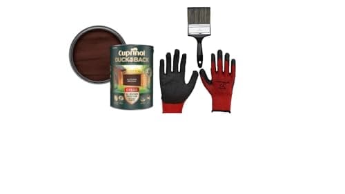 Image of FAB INT PRODUCTS Cuprinol Ducksback 5 Year Waterproof for Sheds and Fences, 5L, Include Glove L, 4"Brush, (Autumn Brown)